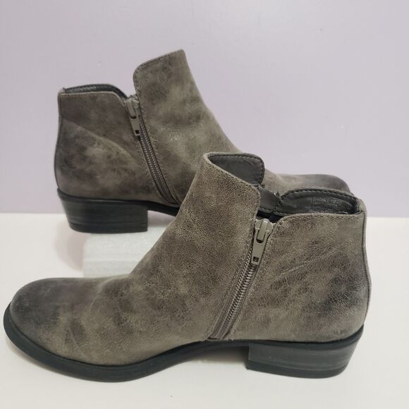 Boots Ankle Zip Faux Suede Women's Gray Sz 8M - Picture 2 of 9
